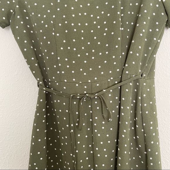Forever 21 Olive Polka Dot Wrap Mini Dress - Picture 9 of 12